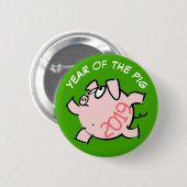 Funny 6 Cartoon Varkenshaar 2019 Kies kleur Button (Voorkant /achterkant)