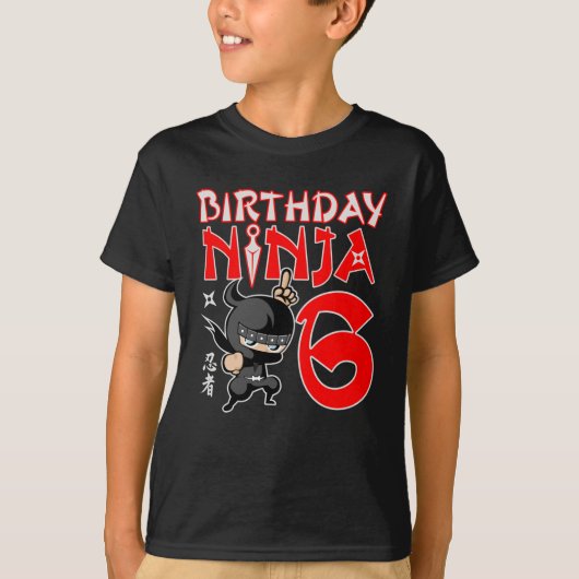 Funny 6th Birthday Ninja 6 Year Old Giften for Kid T-shirt (Voorkant)