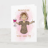 Funny 70 en Fabulous Sassy Cartoon 70th Verjaardag Kaart (Voorkant)