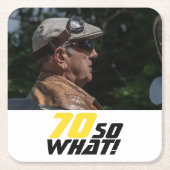 Funny 70, wat Quote Foto 70th Birthday Kartonnen Onderzetters (Voorkant)