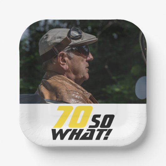Funny 70, wat Quote Foto 70th Birthday Papieren Bordje (Voorkant)
