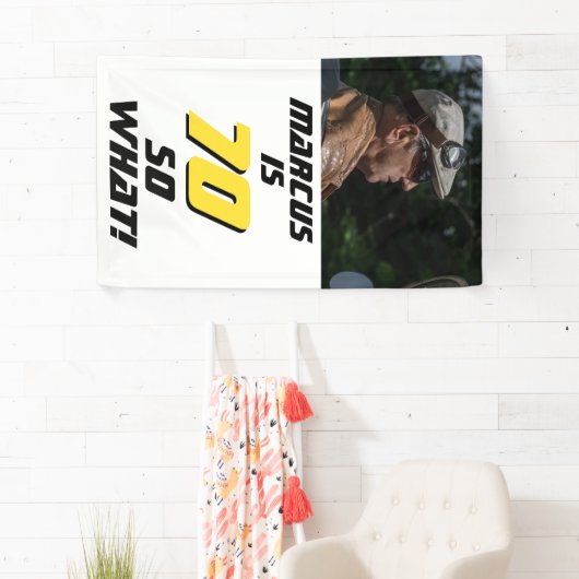 Funny 70, wat Quote Foto 70th Birthday Party Spandoek (Insitu)