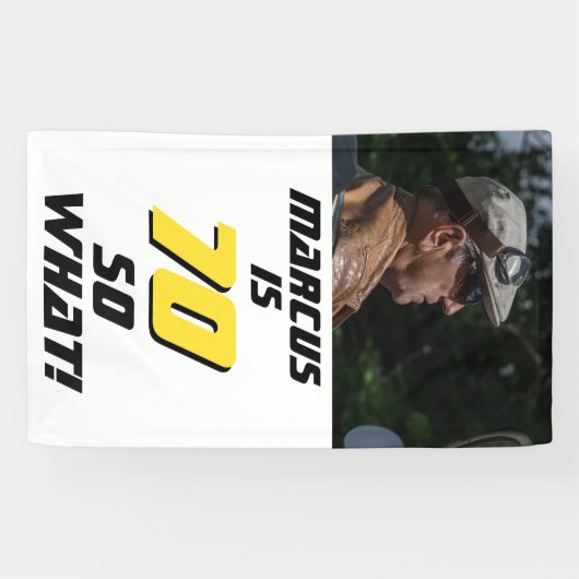 Funny 70, wat Quote Foto 70th Birthday Party Spandoek (Horizontaal)