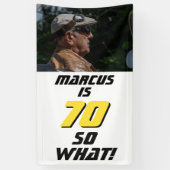 Funny 70, wat Quote Foto 70th Birthday Party Spandoek (Verticaal)