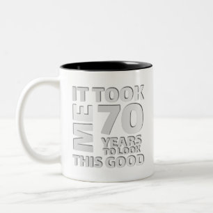 Funny 70 years old saying quote tweekleurige koffiemok