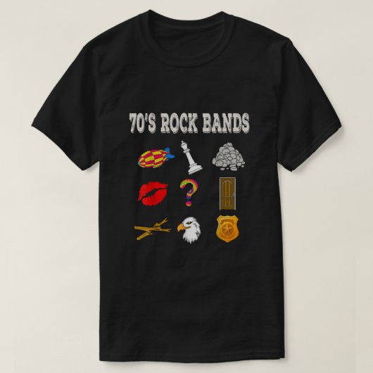 Funny 70's Rock Band T-shirt (Design voorkant)