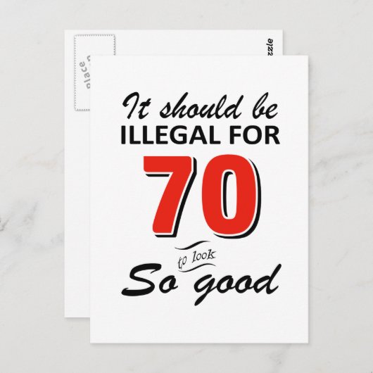 Funny 70ste verjaardag design briefkaart (Voorkant / Achterkant)
