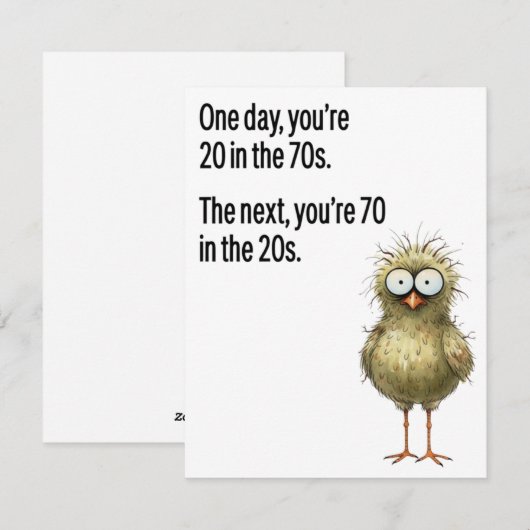 Funny 70th Birthday Card Dad Getting Old Bird Feestdagenkaart (Voorkant / Achterkant)