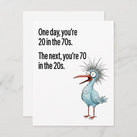 Funny 70th Birthday Card Dad Getting Older Bird Feestdagenkaart (Voorkant / Achterkant)