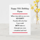 Funny 70th Birthday Cheeky Verse Birthday Card Kaart (Gele Bloem)