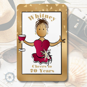 Funny 70th Birthday Cheers to 70 Cartoon Red Wine Magneet