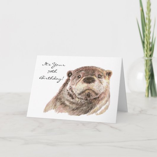 Funny 70th Birthday Cute Otter Natuur, Wildlife Kaart (Voorkant)