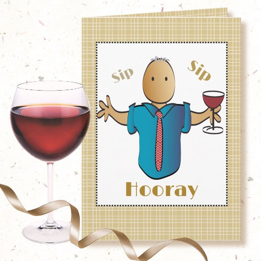 Funny 70th Birthday for Him Male Cartoon Wine Kaart