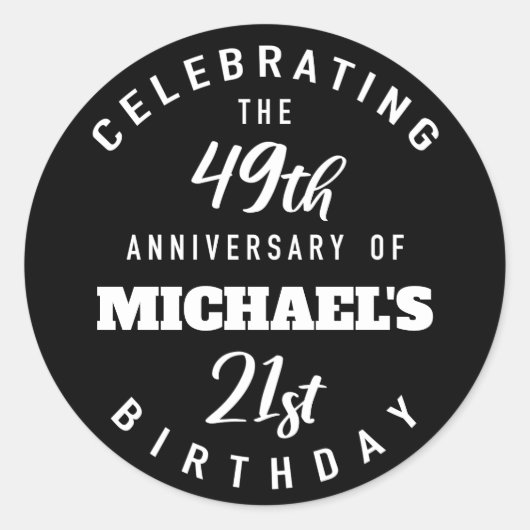 Funny 70th Birthday, gepersonaliseerd Ronde Sticker (Voorkant)