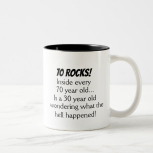 Funny 70th Birthday Gift Tweekleurige Koffiemok