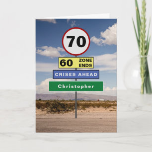 Funny 70th Birthday Humor Road Signs Add Jouw naam Kaart