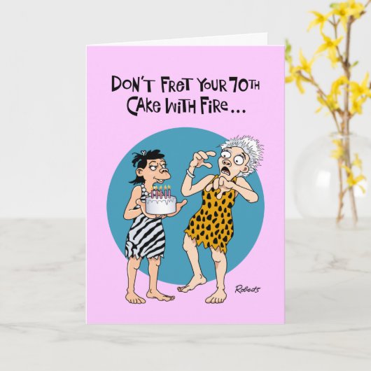 Funny 70th Birthday Kaart (Gele Bloem)