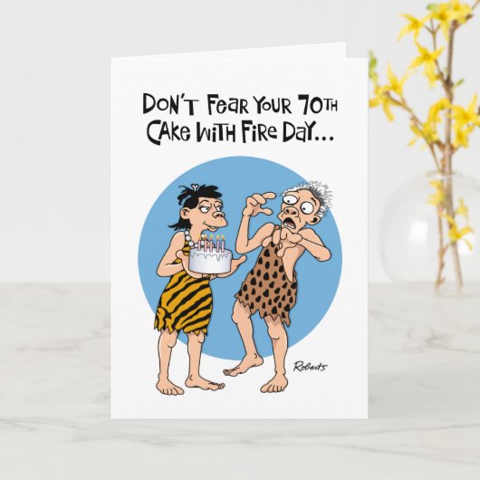 Funny 70th Birthday Kaart (Gele Bloem)