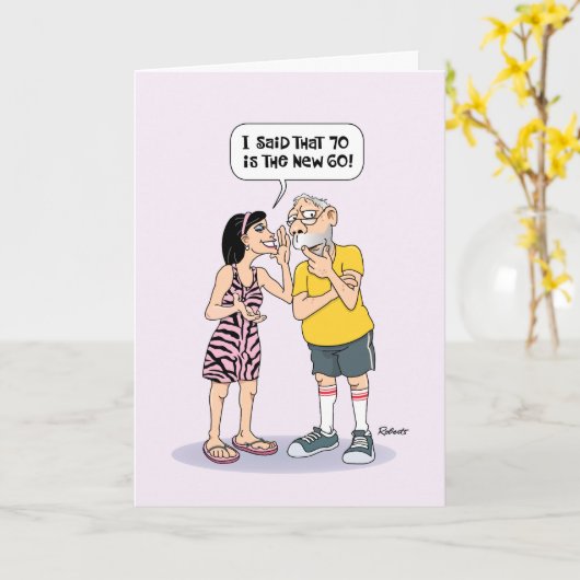 Funny 70th Birthday Kaart (Gele Bloem)