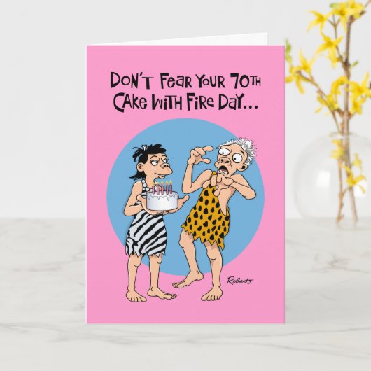 Funny 70th Birthday Kaart (Gele Bloem)