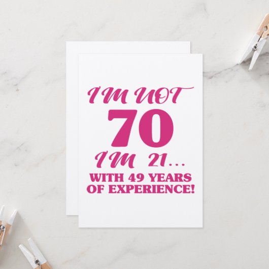 Funny 70th Birthday Kaart (Voorkant / Achterkant in situ)