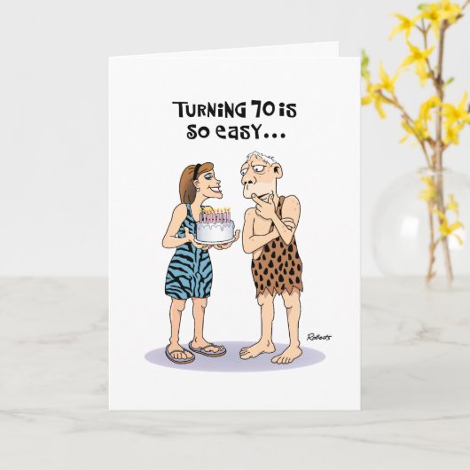 Funny 70th Birthday Kaart (Gele Bloem)