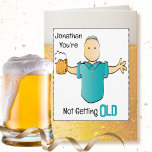 Funny 70th Birthday Mannelijke Cartoon Bier Ouderd Kaart<br><div class="desc">Deze grappige 70e man cartoon verjaardagskaart lijkt gratis te zijn,  maar wacht op de punchline! Deze snarky kaart kan worden gepersonaliseerd met zijn naam om een aangepaste touch toe te voegen!</div>