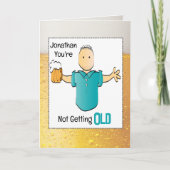 Funny 70th Birthday Mannelijke Cartoon Bier Ouderd Kaart (Voorkant)