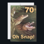 Funny 70th Birthday Party Invitations Kaart<br><div class="desc">Grappig 70th Birthday Party Invitations,  70 Oh Snap! Originele 70e Uitnodigingen met een handgekleurde foto uit 1920 van krokodillen die in water spelen. Eenvoudig aan te passen aan uw speciale gelegenheid.</div>