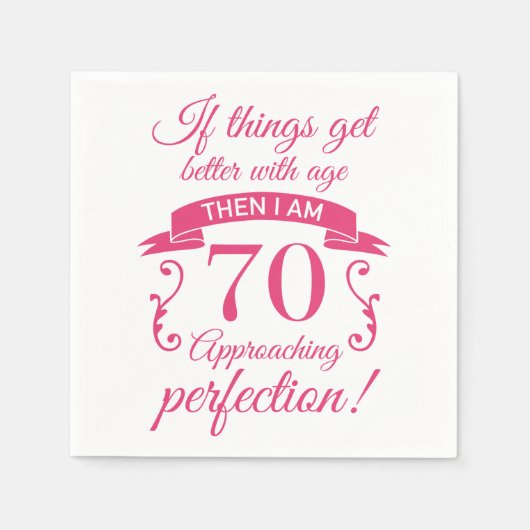 Funny 70th Birthday 'Perfection' Servet (Voorkant)