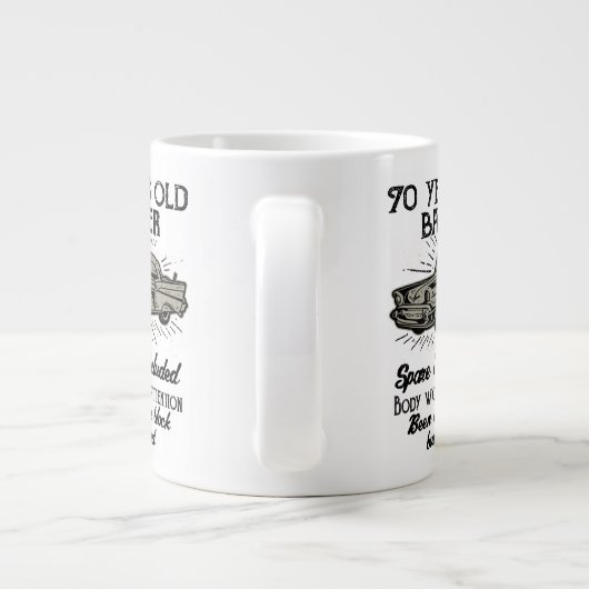 Funny 70th Birthday Retro Car Banger Add Name Date Grote Koffiekop (Achterkant)