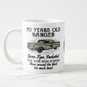 Funny 70th Birthday Retro Car Banger Add Name Date Grote Koffiekop