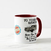 Funny 70th Birthday Retro Car Banger Add Name Date Mok (Voorkant rechts)