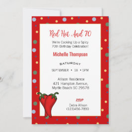 Funny 70th Red Hot Pepper Birthday Party Kaart