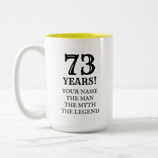 Funny 73rd Birthday 2 tone mok gift idee voor hem (Links)