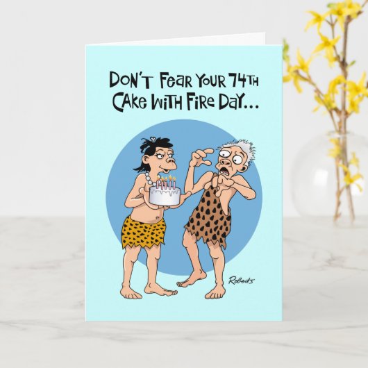 Funny 74th Birthday Kaart (Gele Bloem)