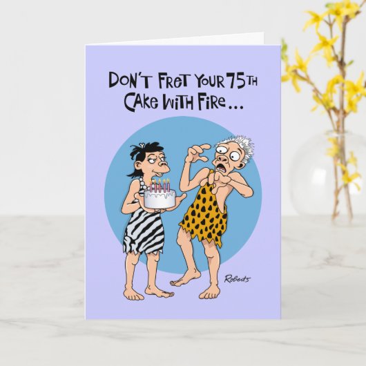 Funny 75th Birthday Card for Men Kaart (Gele Bloem)