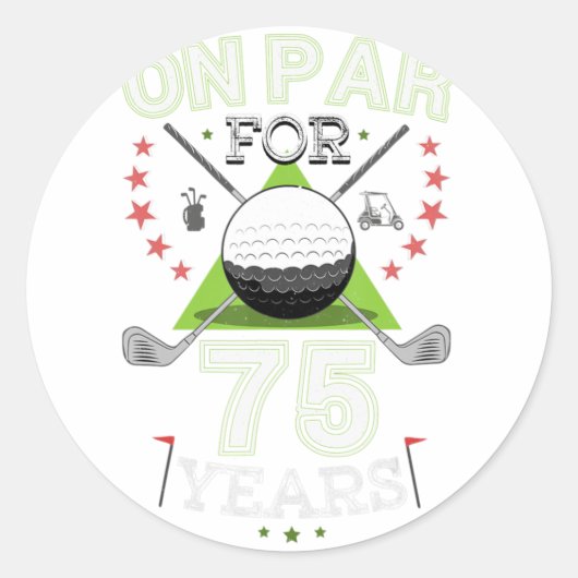 Funny 75th Birthday Golfer Ronde Sticker (Voorkant)