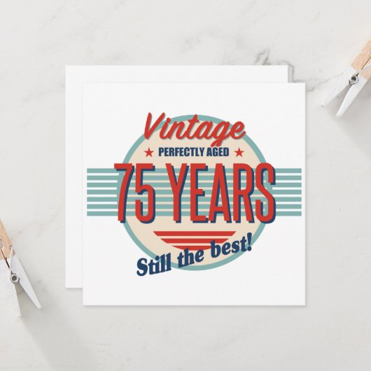 Funny 75th Birthday Old Fashioned Kaart (Voorkant / Achterkant in situ)