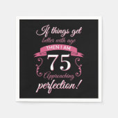 Funny 75th Birthday 'Perfection' Servet (Voorkant)
