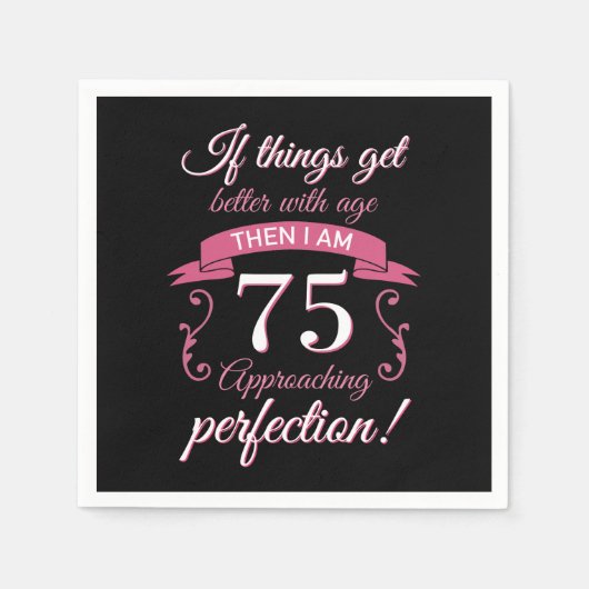 Funny 75th Birthday 'Perfection' Servet (Voorkant)