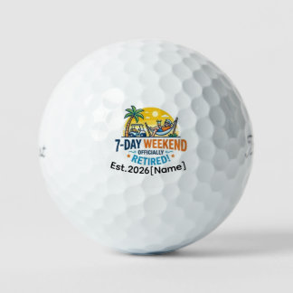 Funny 7-Day Weekend Officially Retired Golf Ball Golfballen