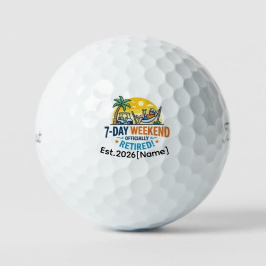 Funny 7-Day Weekend Officially Retired Golf Ball Golfballen (Voorkant)