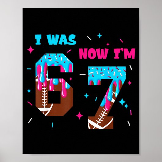 Funny 7 Year Old Birthday Football Ice Cream Drip Poster (Voorkant)