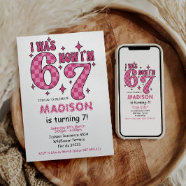 Funny 7th Birthday | “I Was 6, Now 7” Party Kaart