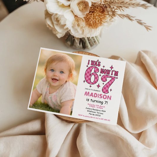 Funny 7th Birthday | “I Was 6, Now 7” Party Kaart