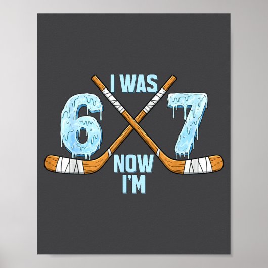 Funny 7th Hockey Birthday Boy I Was 6 Now I'm 7 Ye Poster (Voorkant)