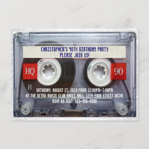Funny 80s Cassette Mixtape 40th Birthday Party Kaart