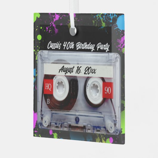 Funny 80s Cassette Mixtape Keepomwille Memory Glas Ornament (Voorkant links)