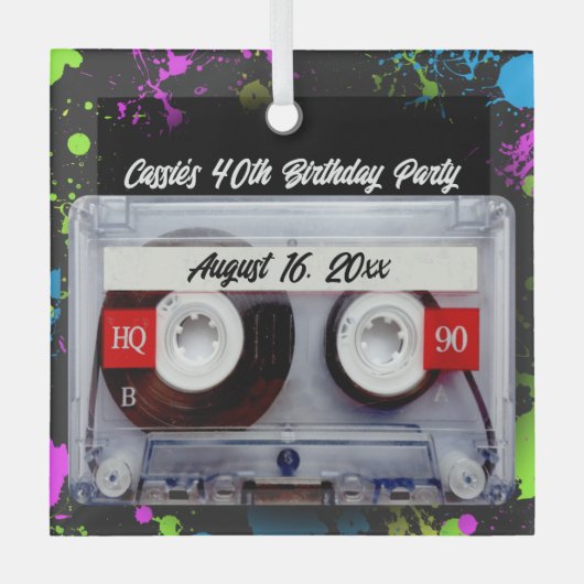 Funny 80s Cassette Mixtape Keepomwille Memory Glas Ornament (Voorkant)